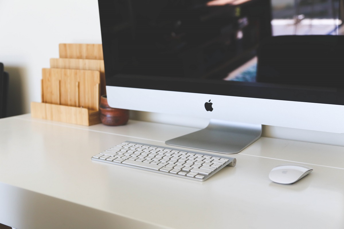 Mac desktop with keyboard and mouse