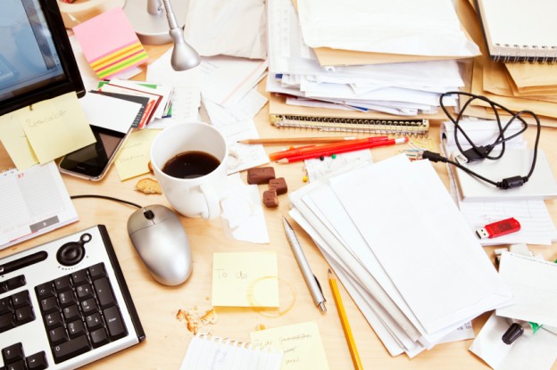 disorganized desk