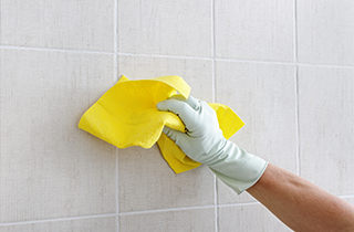 manual cleaning and disinfection of wall