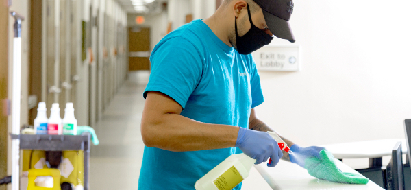 Man cleaning