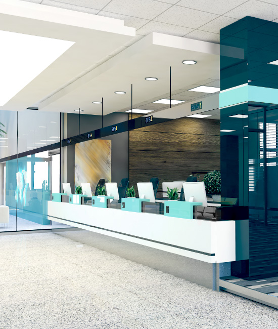 Modern bank counter