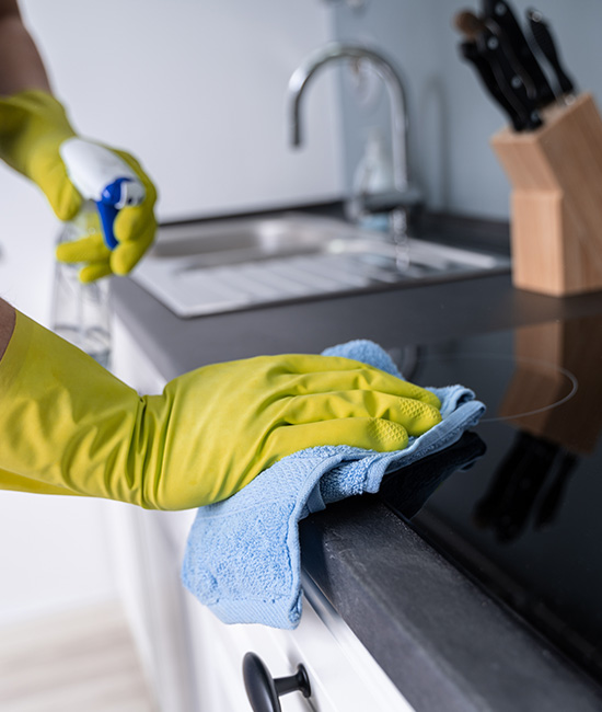 wipe down of countertop