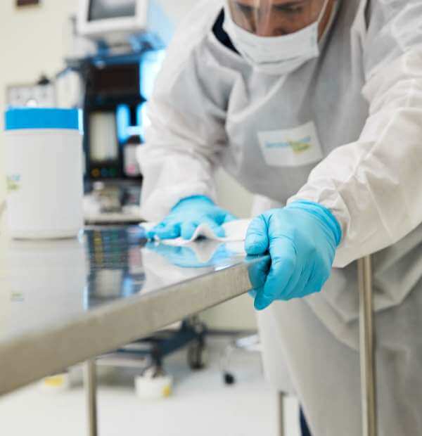 Man wiping the table